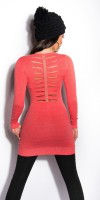 Vêtement Fashion Long Pull Sexy HABY Couleur Corail