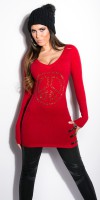 Vêtement Fashion Long Pull Sexy HELORA Couleur Rouge