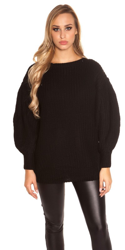 pull noir grosse maille femme