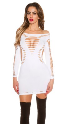 Robe gogo danseuse à découpes \u2013 Blanc
