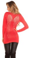 Pull long tendance dos motif ailes d'anges – Corail